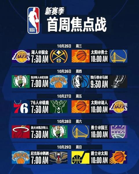 《NBA官方公布新赛季赛程,新赛季战火重燃,你准备好了吗?》
